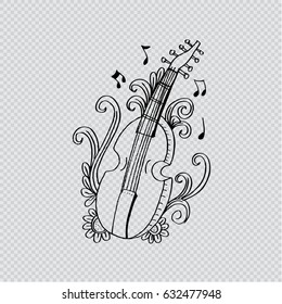 Violin with floral elements 
