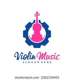 Violin Gear logo design Template. Creative Violin logo vector illustration.