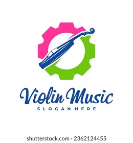 Plantilla de diseño del logotipo de Violin Gear. Ilustración vectorial del logotipo de Violin creativo.