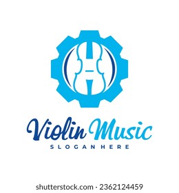 Plantilla de diseño del logotipo de Violin Gear. Ilustración vectorial del logotipo de Violin creativo.