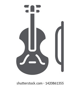 Violin glyph icon, music and instrument, cello sign, vector graphics, a solid pattern on a white background, eps 10.