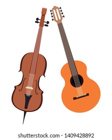 violin and guitar icon cartoon vector illustration graphic design