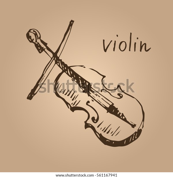 Violin Hand Drawn Musical Instrument Sketch Stock Vector Royalty Free