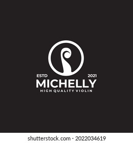 Violin head logo design vector template