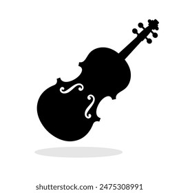 Icono de violín. Silueta negra de violín. Instrumento musical.