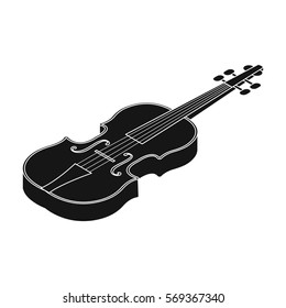 Violin icon in black style isolated on white background. Musical instruments symbol stock vector illustration.