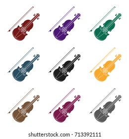 Violin icon in black style isolated on white background. Musical instruments symbol stock vector illustration