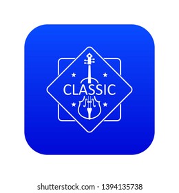 Violin icon blue vector isolated on white background