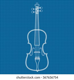 Violin Icon. Blueprint Background. Vector illustration.