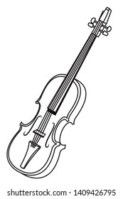 violin icon cartoon isolated black and white vector illustration graphic design