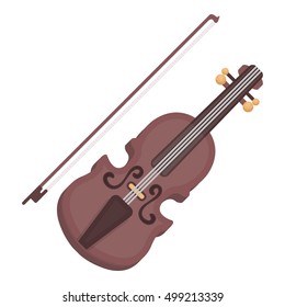 Violin icon in cartoon style isolated on white background. Musical instruments symbol stock vector illustration