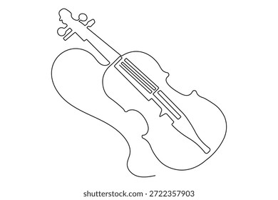 Icono de violín continuo de una línea de dibujo estilo minimalista aislar contorno
