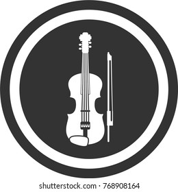 Violin icon , dark circle sign design