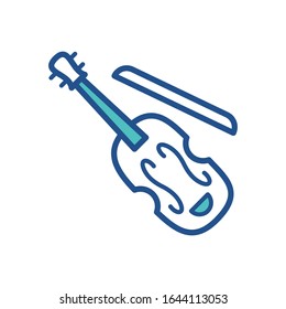 violin icon design, flat style icon collection