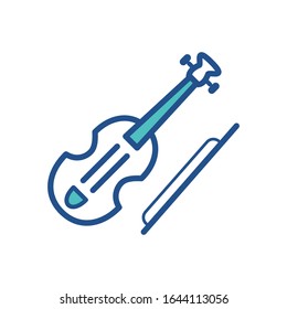 violin icon design, flat style icon collection