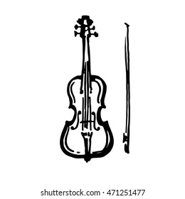 Violin Icon Doodle Hand Drawn Sketch