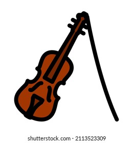 Violin Icon. Editable Bold Outline With Color Fill Design. Vector Illustration.