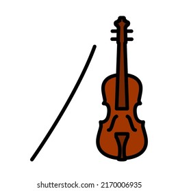 Violin Icon. Editable Bold Outline With Color Fill Design. Vector Illustration.