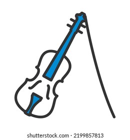 Violin Icon. Editable Bold Outline With Color Fill Design. Vector Illustration.