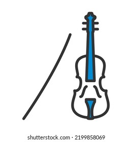 Violin Icon. Editable Bold Outline With Color Fill Design. Vector Illustration.