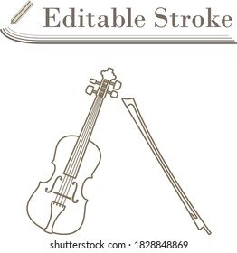 Violin Icon. Editable Stroke Simple Design. Vector Illustration.