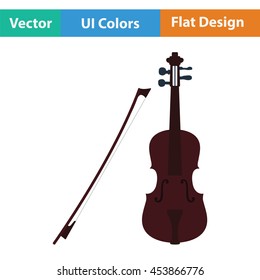 Violin icon. Flat color design. Vector illustration.