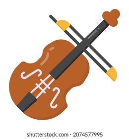 A violin icon in flat editable style