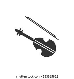 Violin icon flat. Illustration isolated on white background. Vector grey sign symbol