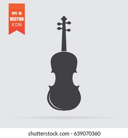 Violin icon in flat style isolated on grey background. For your design, logo. Vector illustration.