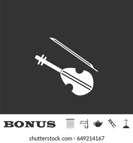 Violin icon flat. White pictogram on black background. Vector illustration symbol and bonus icons