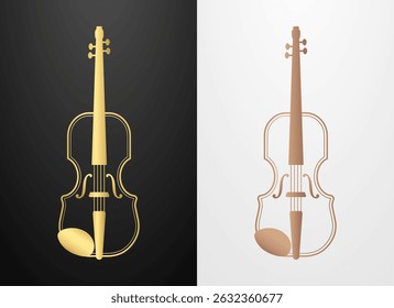 Violin icon in gold and bronze color