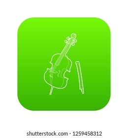 Violin icon green vector isolated on white background