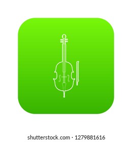 Violin icon green vector isolated on white background