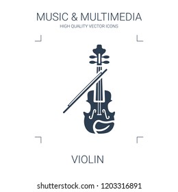 violin icon. high quality filled violin icon on white background. from music multimedia collection flat trendy vector violin symbol. use for web and mobile