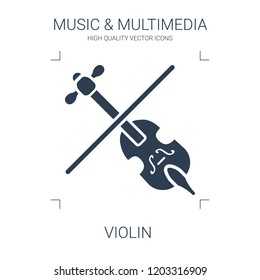 violin icon. high quality filled violin icon on white background. from music multimedia collection flat trendy vector violin symbol. use for web and mobile