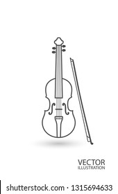 Violin icon isolated on a white background with place for text vector illustration