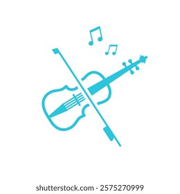 Violin icon. Isolated on white. 