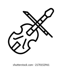 Violin Icon. Line Art Style Design Isolated On White Background