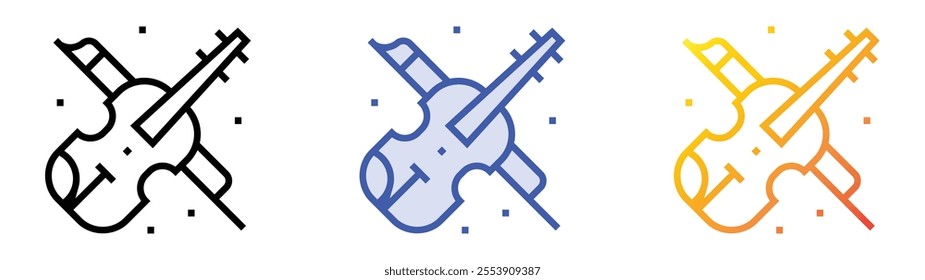 violin icon. Linear, Blue Fill and Gradient Style Design Isolated On White Background