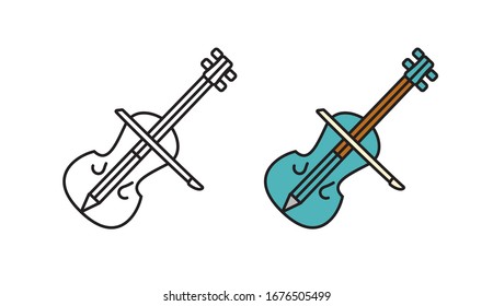 The violin icon. Linear style. Flat design. line vector