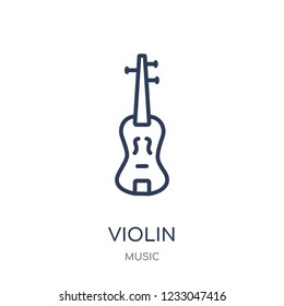 Violin icon. Violin linear symbol design from music collection. Simple outline element vector illustration on white background