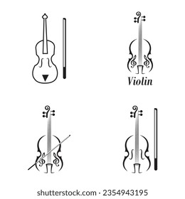 violin icon logo vector design template