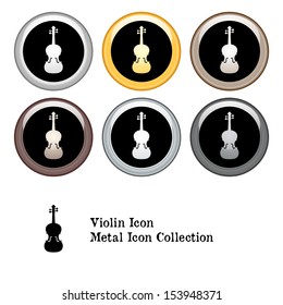 Violin Icon Metal Icon Set