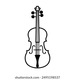violin icon or modern line symbol. Vector line art and icon design with bold outline. Black and white Pixel Perfect minimalistic symbol isolated white background. Silhouette simple thin sign