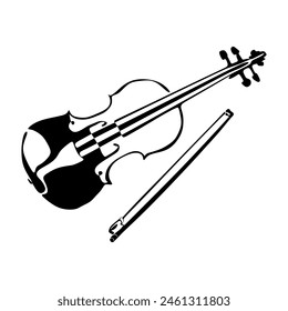 Icono de violín. Silueta de instrumento musical. Ilustración vectorial.