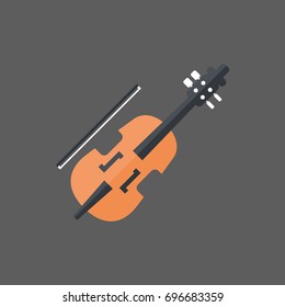 Violin Icon Music Instruments Concept Flat Vector Illustration