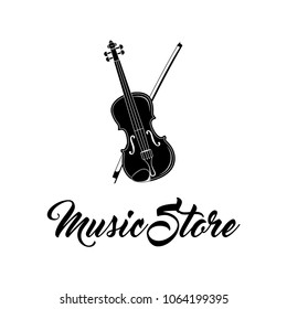 Violin icon. Music store logo. Musical instrument Symbol. Vector illustration
