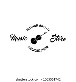 Violin icon. Music storelabel logo emblem. Musical instrument Symbol. Premium quality. Vector illustration.