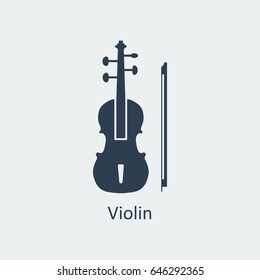 Violin icon. Musical symbol. Silhouette vector icon