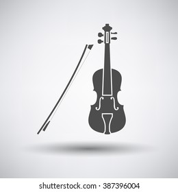 Violin icon on gray background with round shadow. Vector illustration.